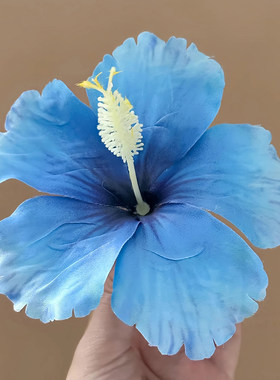 多巴胺~蓝色扶桑花发夹女侧边仿真花头花海岛花头饰海边度假发饰