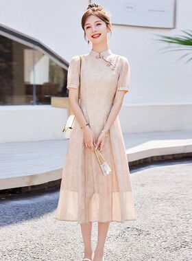 改良旗袍连衣裙女2025年夏季新款气质气质新中式时尚复古旗袍裙