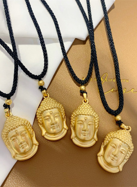 精品大号佛头吊坠锁骨链如来佛黑绳项链女可调节