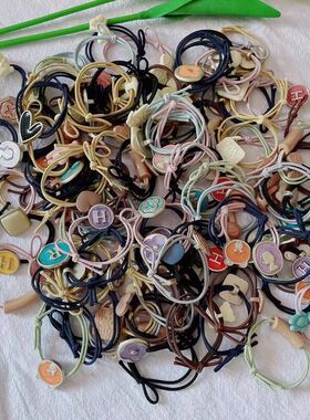 100根混装扎头绳批发皮筋女糖果字母蝴蝶结发圈简约气质可爱马尾