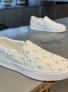 夏季2025新款男鞋休闲百搭一脚蹬帆布鞋子男款厚底耐磨运动鞋