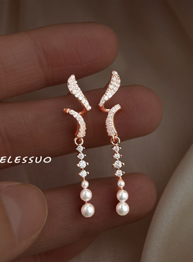 时尚优雅气质长款微镶锆石水滴流苏感新款耳饰工厂耳环饰品女
