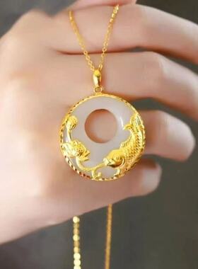 新中式年年有鱼锦鲤富贵花吊坠男女款莲花挂饰礼品