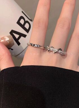 高级感灵蛇缠绕开口戒指女小众设计可调节食指戒时尚轻奢个性指环