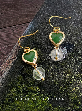 森系超仙清新甜美透感白水晶手工耳饰气质百搭简约通勤耳环女工厂