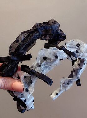 网红蕾丝发箍女小香风波点头箍黑色洗脸发捆女高颅顶头窟压发发卡