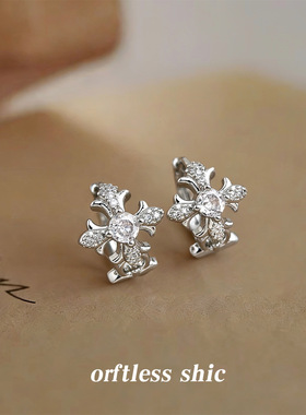 鸢尾花系列微镶锆石时尚感小众个性甜酷风新款耳饰工厂耳环女