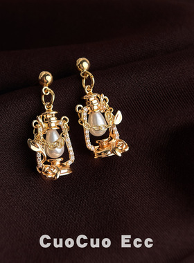 小众设计师款个性创意手提灯文艺复古法式新款耳饰工厂耳环供应链