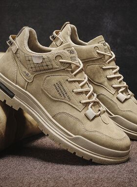 男鞋夏季新款高帮马丁靴耐磨工装鞋增高耐磨厚底户外登山鞋子