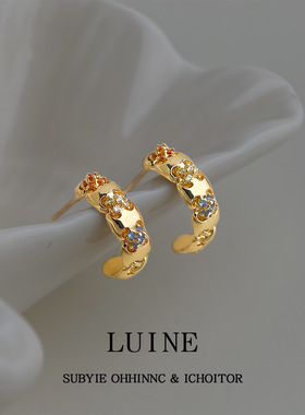 时尚感原创简约轻奢优雅风通勤几何锆石银针耳饰工厂耳环饰品