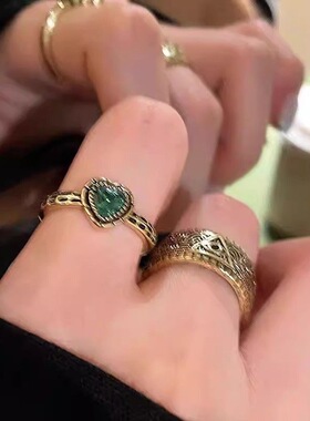 做旧中古戒指vintage指环开口可调节戒指复古小众感戒圈饰品