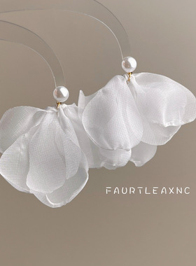 清新甜美布艺网纱蕾丝花朵耳环新款春夏工厂耳饰女义乌饰品供应链