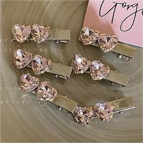 水钻小爱心粉钻亮闪闪水钻爱心一字侧边刘海碎发夹新款鸭嘴夹发饰