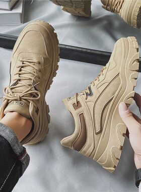 高帮英伦风男鞋秋季休闲复古耐磨工装中帮短靴春季潮靴马丁靴男士