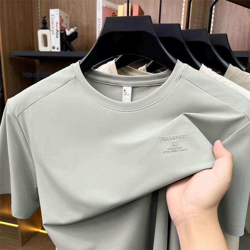 商场品牌2026夏季新款中年男士圆领短袖T恤衫宽松翻领套头上衣服T