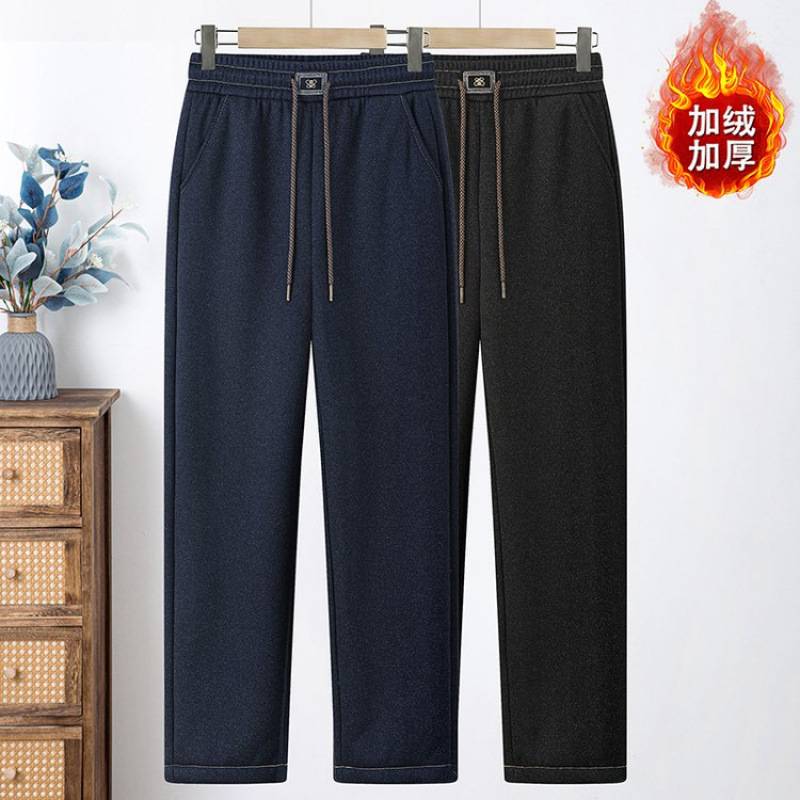 商场品牌中老年女妈妈加绒加厚裤子中老年人冬季松紧裤女老人冬装
