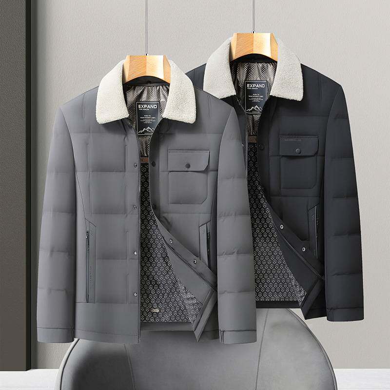 商场品牌中青年男士夹克棉衣秋冬2025翻领商务休闲短款外套爸爸装