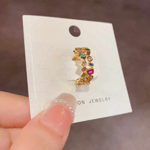 专柜品牌小众时尚简约彩色不规则双层开口戒精致轻奢百搭高级感超