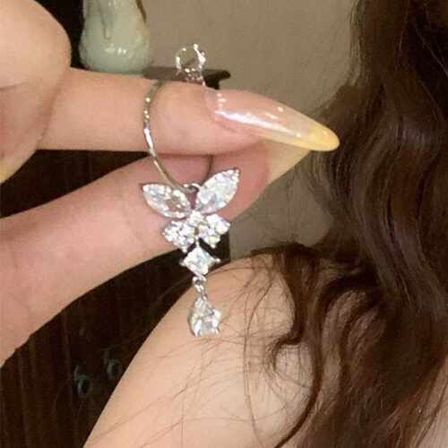 专柜品牌欧美时尚镶钻蝴蝶耳扣小众设计感复古耳钉耳针轻奢高级感