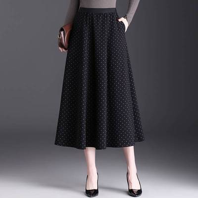 垂感时尚印花针织大摆半身裙女2025秋季新款中长款显瘦高腰大摆裙