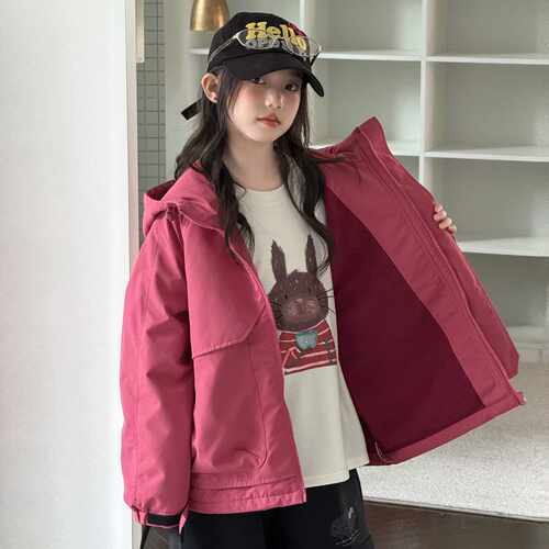 专柜品牌女童秋冬款韩版棉衣休闲夹棉加厚冲锋衣外套大童洋气冬装