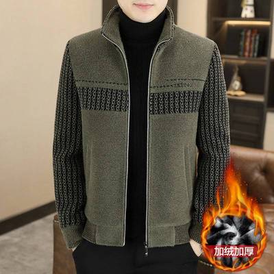 商场品牌冬季加绒加厚男士夹克立领金貂绒休闲外套2025新款冬装毛