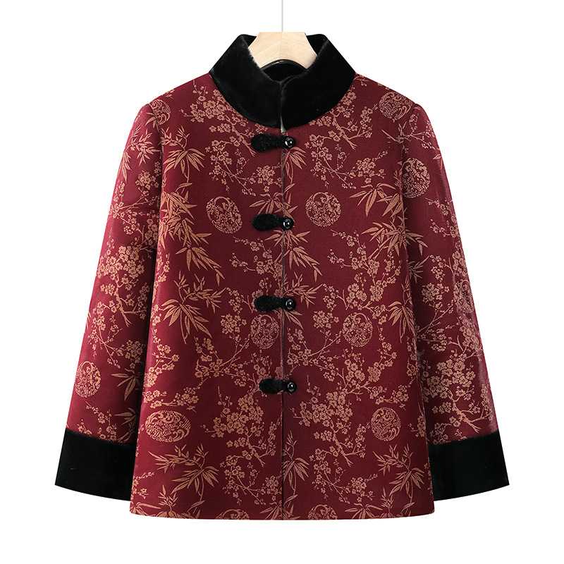 专柜品牌奶奶新中式棉服女中老年人冬装外套加厚妈妈立领唐装老人