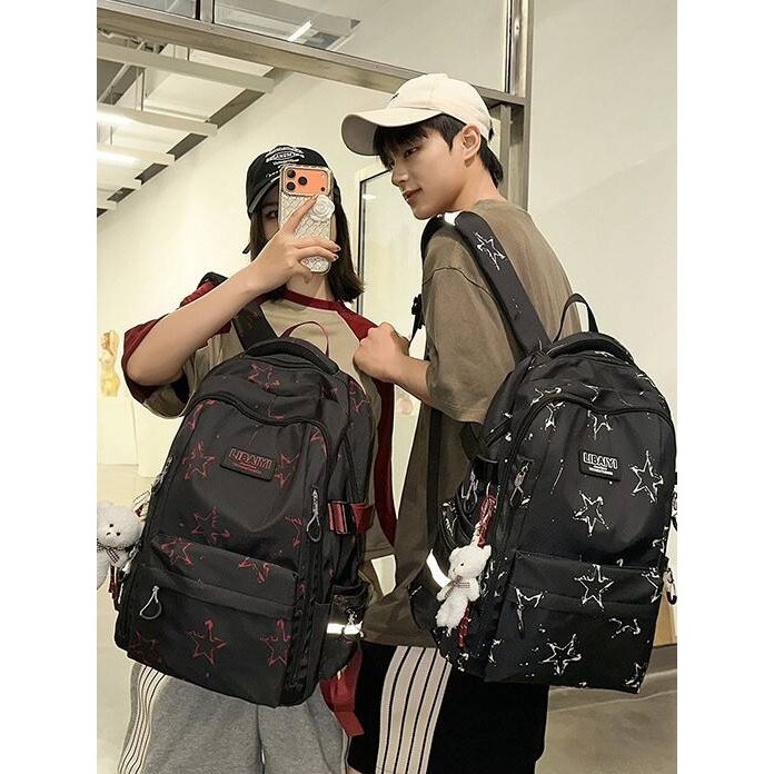 专柜品牌美式复古街头泼墨潮酷书包宽肩带气垫款青少年男生篮球训