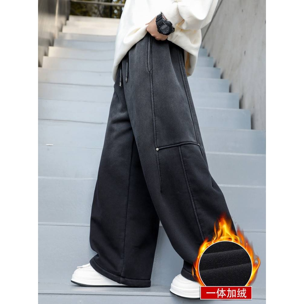 商场品牌男童加绒运动裤20025冬季新款中大童时尚休闲加厚裤子保