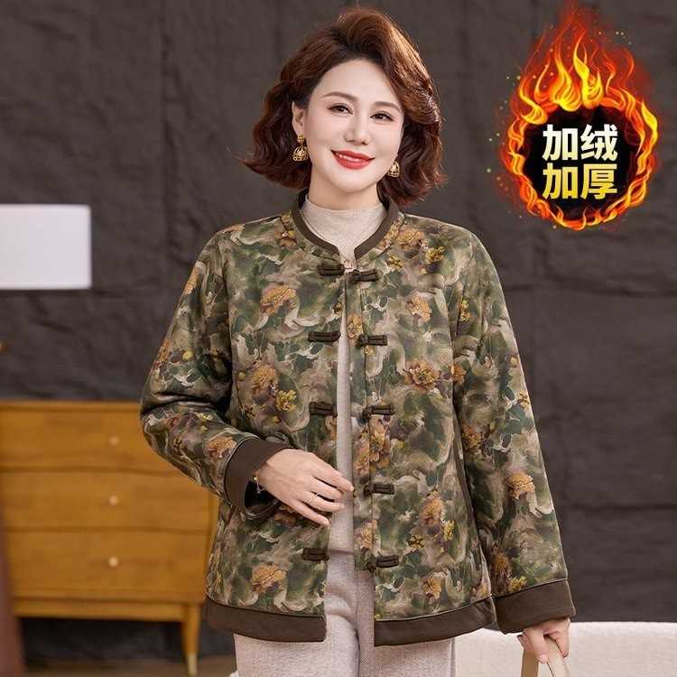 专柜品牌秋冬装棉服中老年人女加肥加大码薄款棉衣200斤胖妈妈外