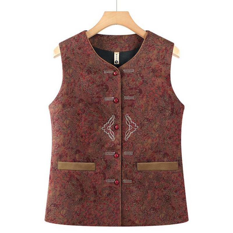 商场品牌中老年女士大码马甲春秋新款无袖内搭保暖背心多色可选绣