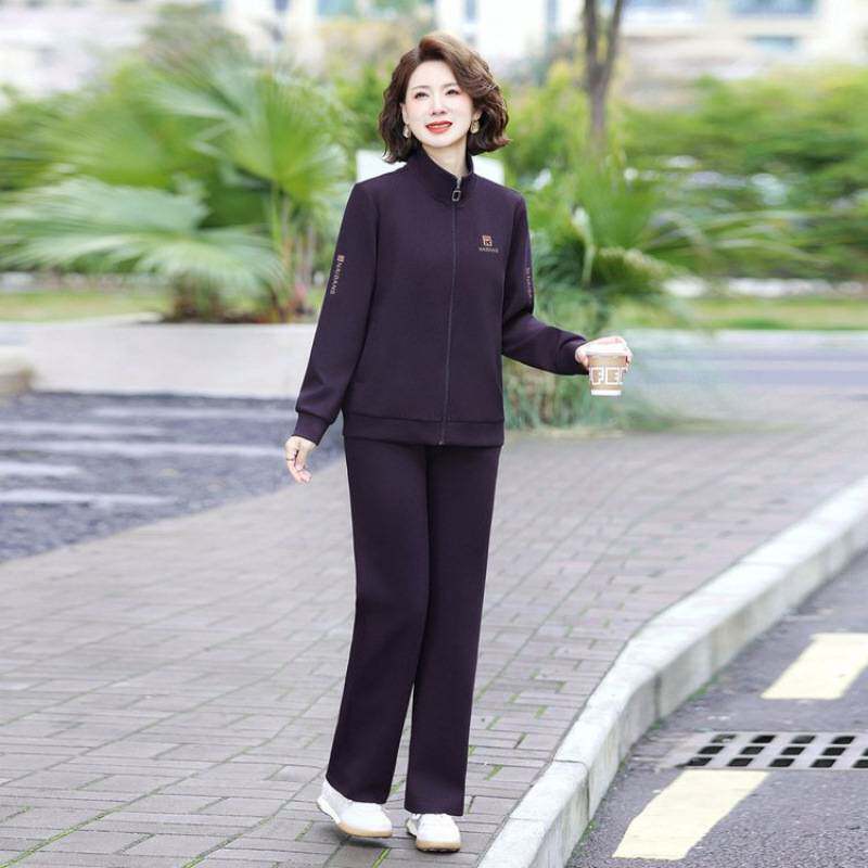 商场品牌中老年女装春秋季运动套装新款春秋款妈妈装休闲两件套洋