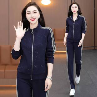 洋氣媽媽韓版 寬松顯瘦休閑服兩件套潮 女2025春秋時(shí)尚 高級運(yùn)動(dòng)套裝