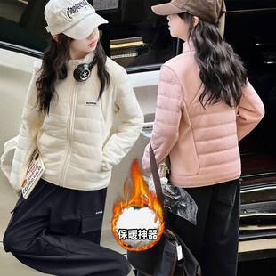 商场品牌女童休闲短款修身轻薄棉服内胆2025秋冬新款立领保暖校服