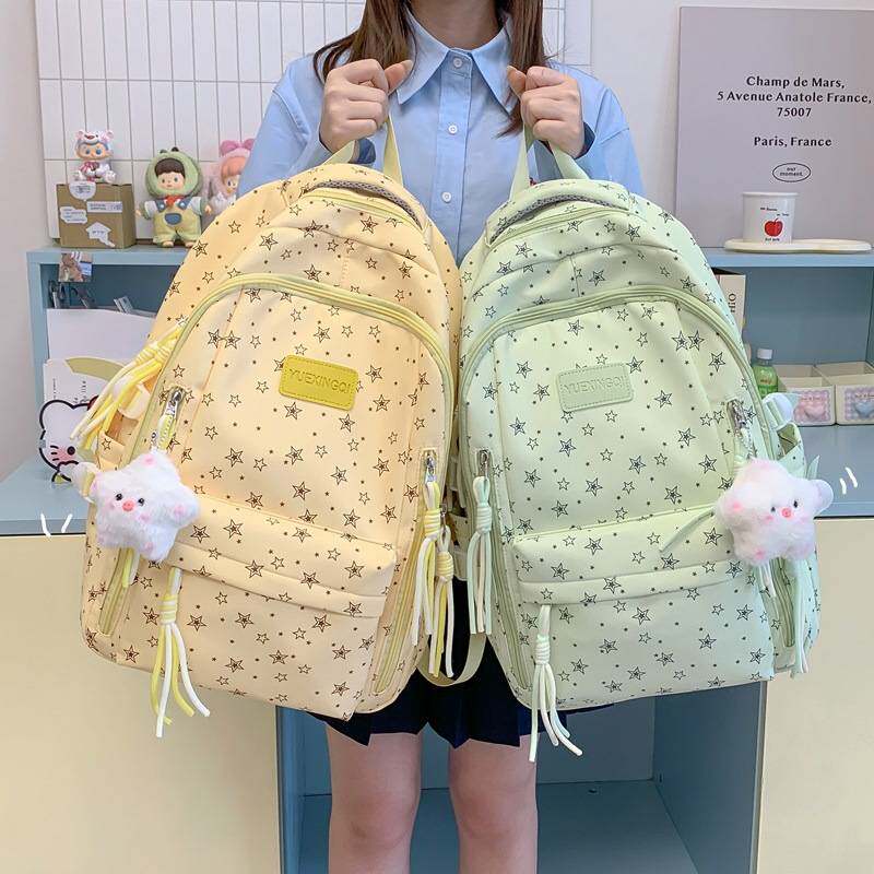 商场品牌休闲双肩包女ins风高颜值大容量书包女新款韩系初中高中