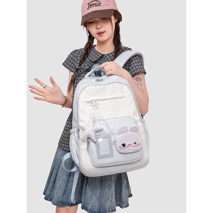 专柜品牌日系波点兔子可爱感校园书包学生党软糯萌感多隔层上课出