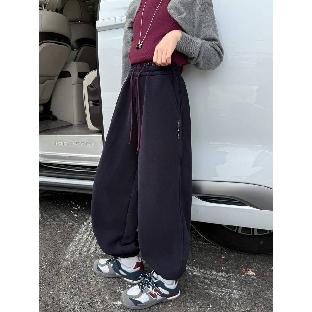 商场品牌女童加绒裤子秋冬2025新款儿童一体绒卫裤女孩大童运动裤