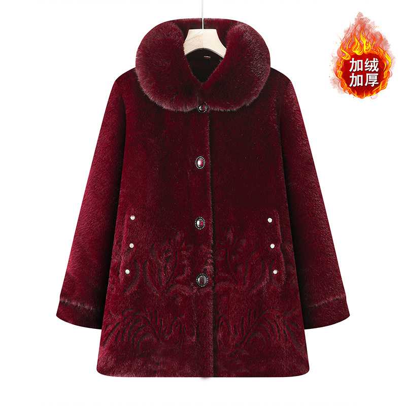 专柜品牌中老年人冬装女棉衣妈妈秋冬外套老太太老人衣服奶奶时尚