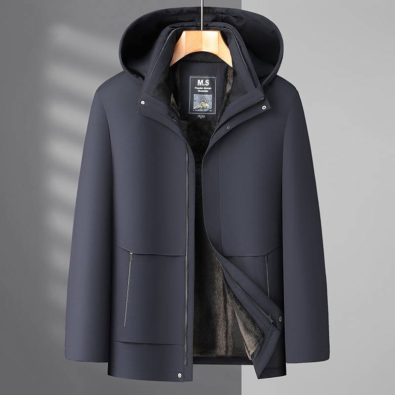 商场品牌2025冬季新款男士脱卸内胆加绒棉衣加肥加大码轻商务爸爸