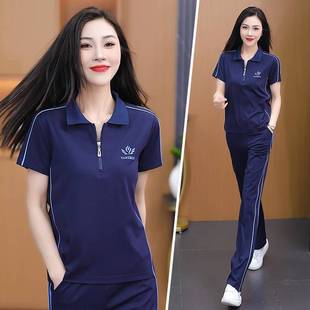 女两件套时尚 官方潮牌夏天运动服冰丝套装 洋气时髦小个子气质休闲