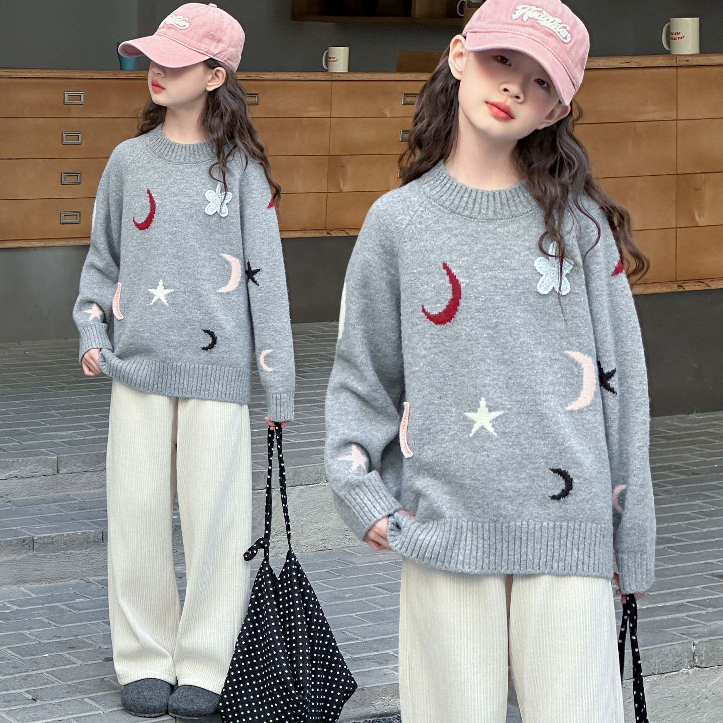 商场品牌女童毛衣冬装2025新款洋气儿童秋冬款打底针织衫小女孩加