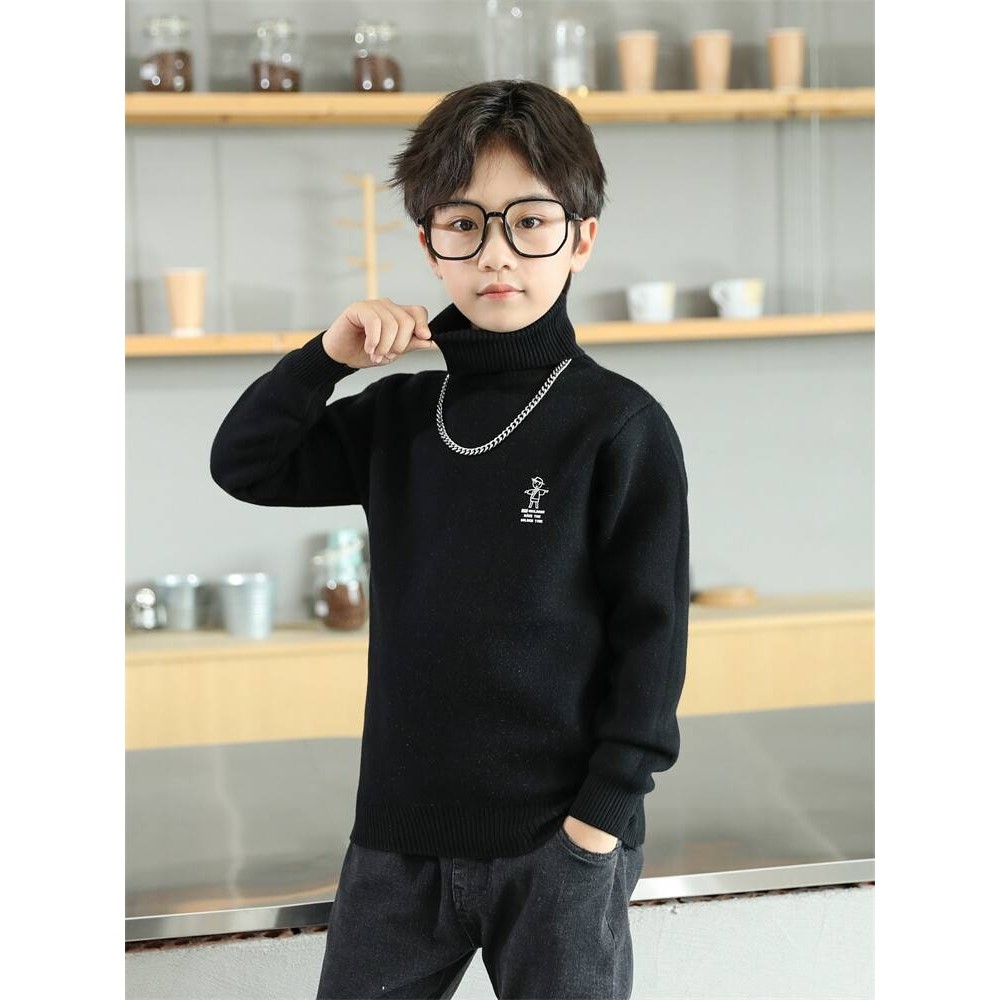 商场品牌男童高领针织毛衣秋冬季2025新款中大儿童男孩洋气保暖休