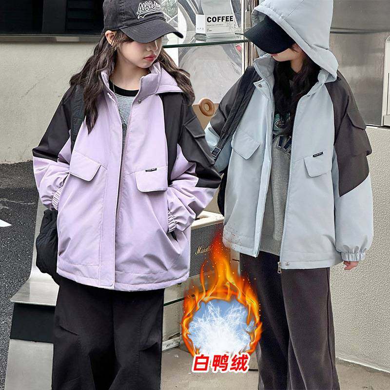 商场品牌童装女童秋冬羽绒服2025新款儿童冬季保暖大童90白鸭绒外
