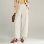 高腰直筒裤 商场品牌时尚 2026新款 女春夏季 宽松显瘦奶奶 弯刀休闲裤