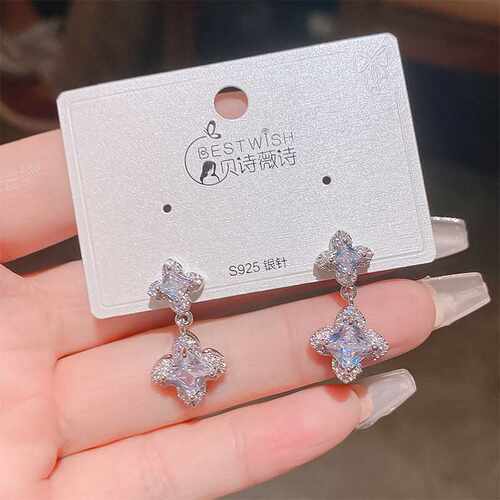 专柜品牌秋季新款幸运星语锆石星星吊坠耳环 女银针简约高级感轻