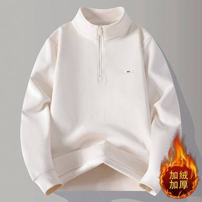 商场品牌青少年冬季加绒加厚半高领拉链卫衣男孩大童初中学生校服