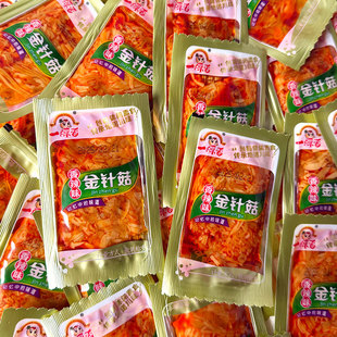 一碟香金针菇香辣味小包开袋即食麻辣素食红油下饭菜休闲零食小吃