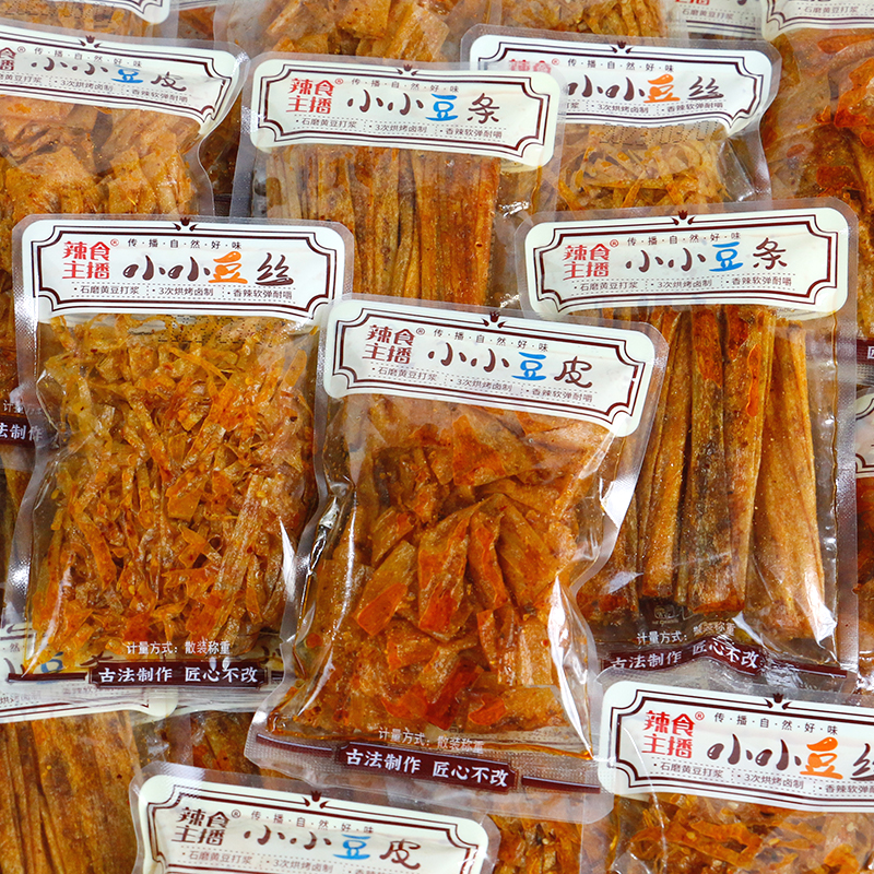 辣食主播小小豆皮豆条豆排500g怀旧辣条老式辣片儿时麻辣零食小吃
