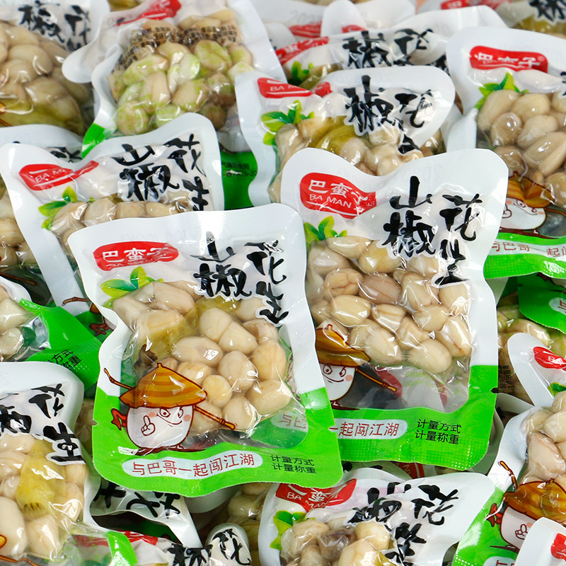 巴蛮子山椒花生500g泡椒花生即食小零食休闲食品夜宵小吃下饭小食
