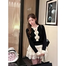 两件套miu系千金撞色立体蝴蝶结针织衫 女秋设计感蛋糕半身裙套装